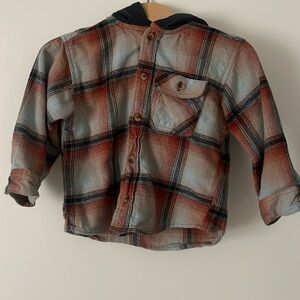 ZARA kids 12-18 months plaid hooded button down